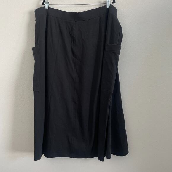 Coldwater Creek Skirt Women 3X Black Midi Lagenlook Stretch Pockets Office Knit - Picture 2 of 6